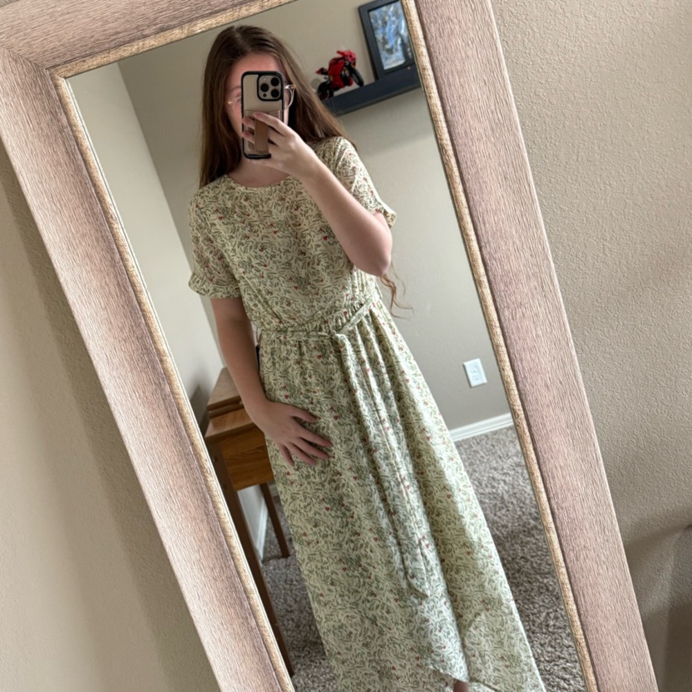 Roolee Green High Low Faux Wrap Dress